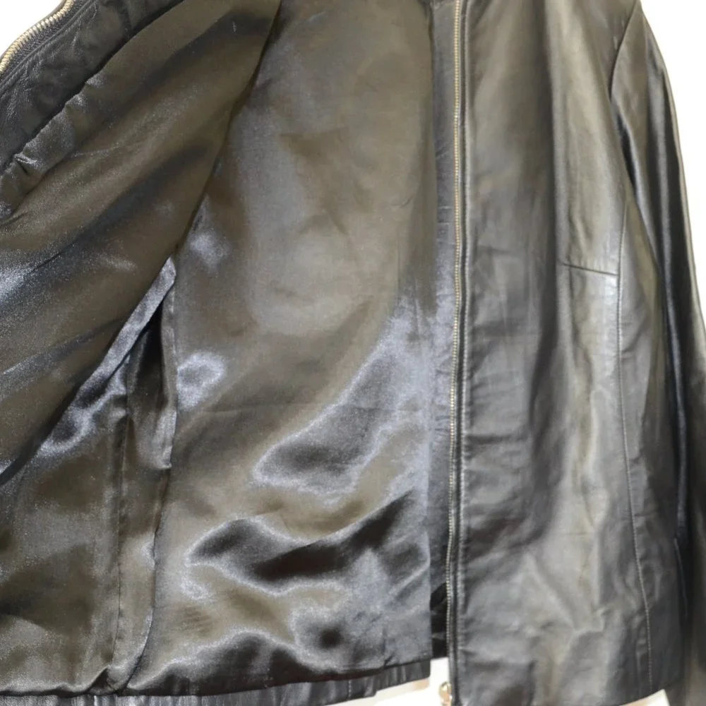 Bagatelle Black Leather Jacket Size Large Full Zip - Picture 2 of 14